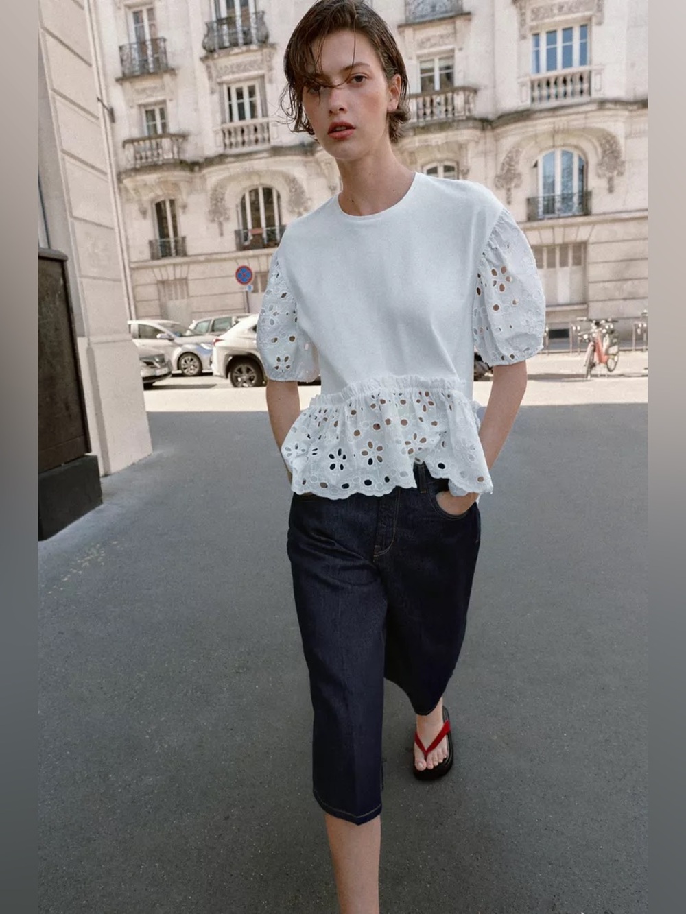 NWT Zara EMBROIDERED SHORT SLEEVE T-SHIRT
